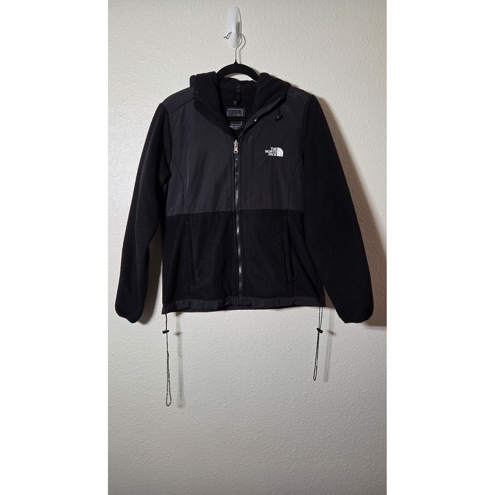 The North Face Womens Black Hooded Fleece Jacket Full Zip Outdoor Hiking Medium
